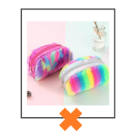 Etui / make-up tasje fluffy Regenboog